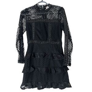 True Decadence Black Mesh Fishnet Mini Dress Womens Sz 8 Goth Punk Grunge Witchy